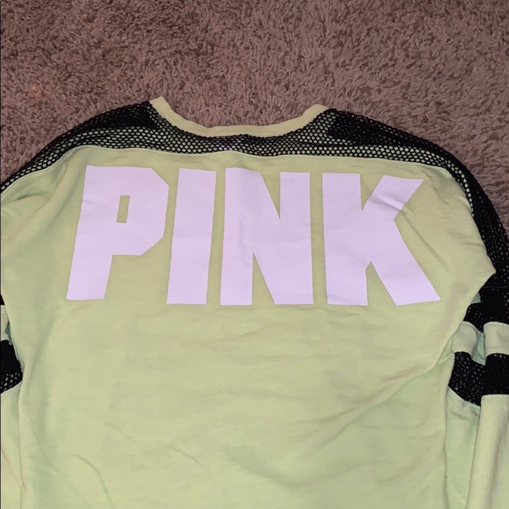 Yellow PINK mesh crew neck